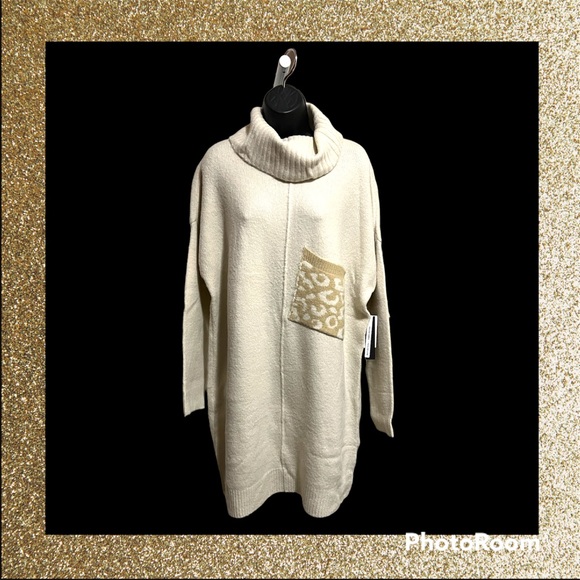 Ricki's Sweaters - NWT Design Lab Ladies XL Beige Turtleneck Sweater Dress